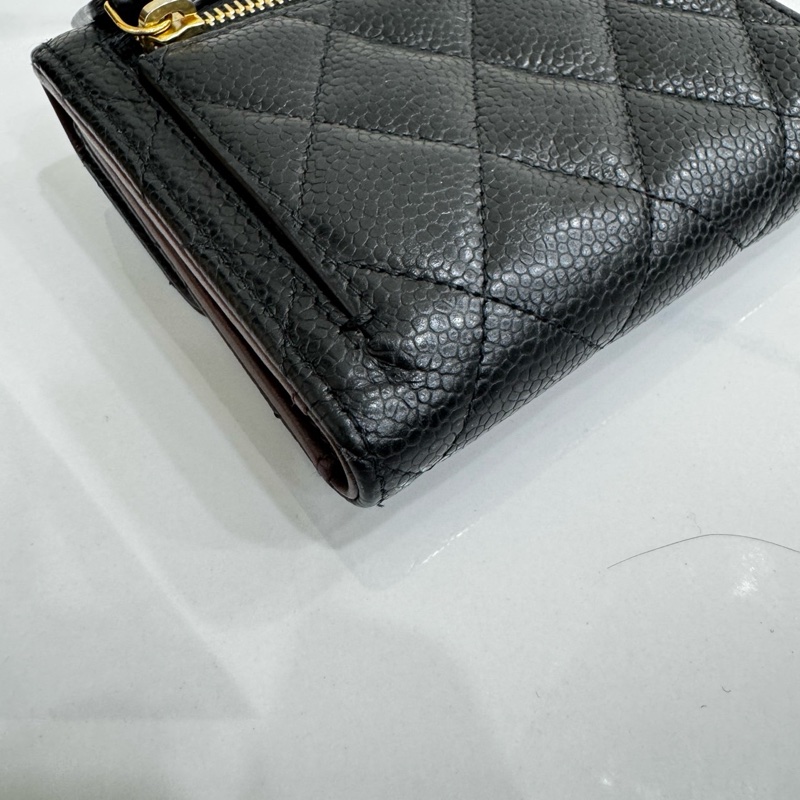 JK國際二手精品✨Chanel三折短夾荔枝牛皮 黑金-8