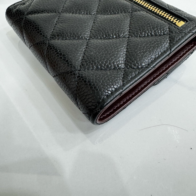 JK國際二手精品✨Chanel三折短夾荔枝牛皮 黑金-9
