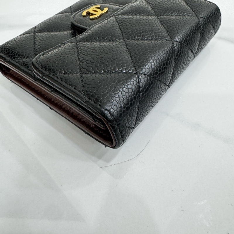 JK國際二手精品✨Chanel三折短夾荔枝牛皮 黑金-10