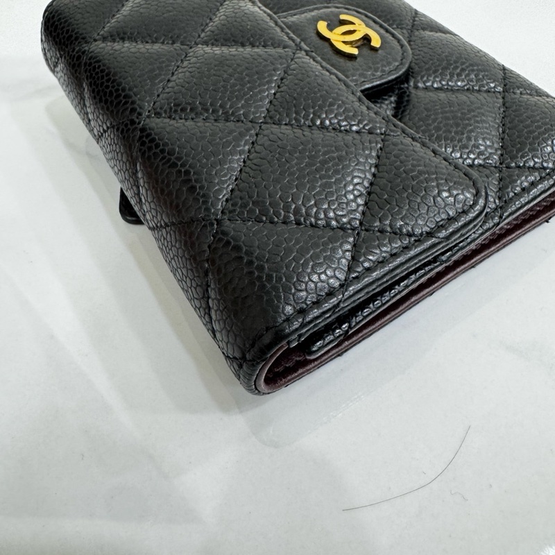 JK國際二手精品✨Chanel三折短夾荔枝牛皮 黑金-11