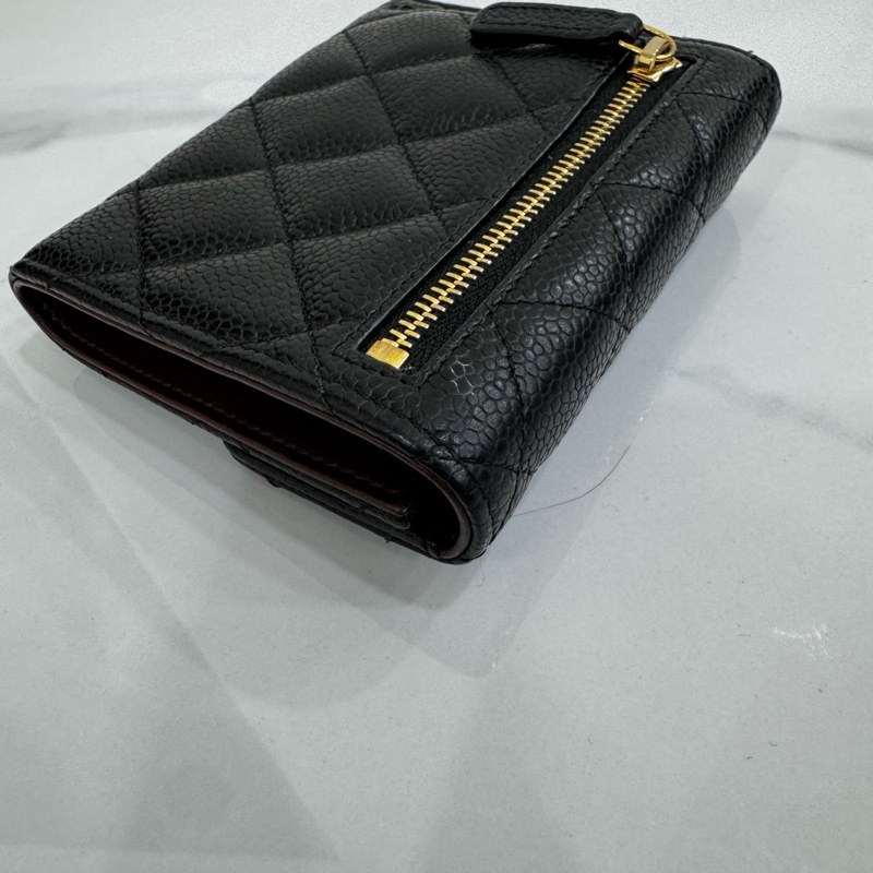 JK國際二手精品✨Chanel三折短夾荔枝牛皮 黑金-12