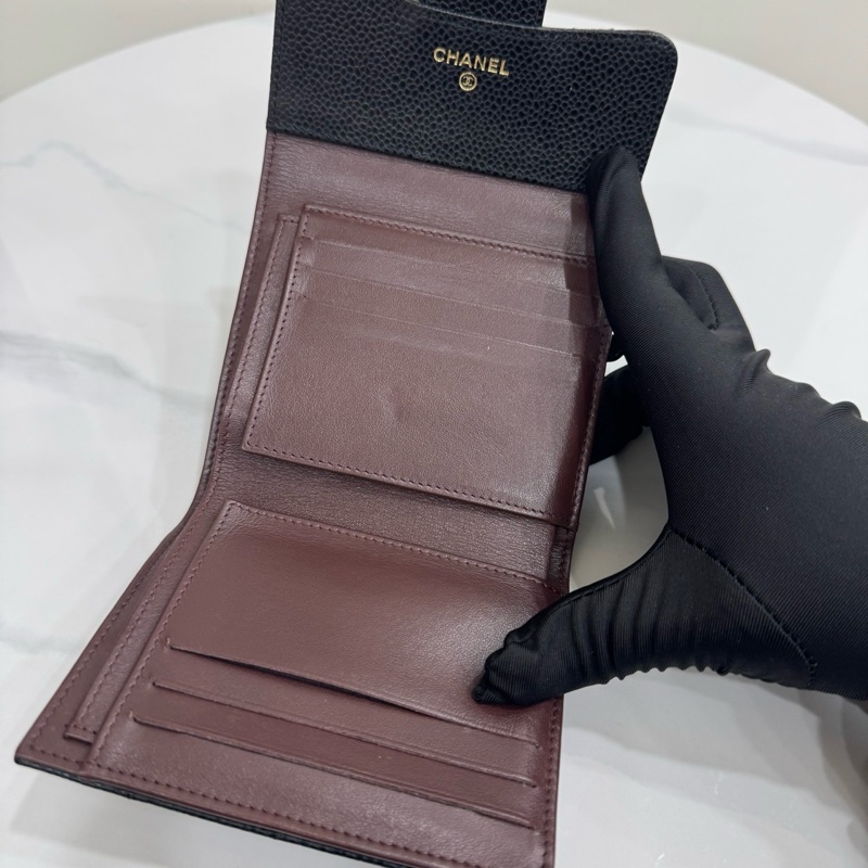 JK國際二手精品✨Chanel三折短夾荔枝牛皮 黑金-14