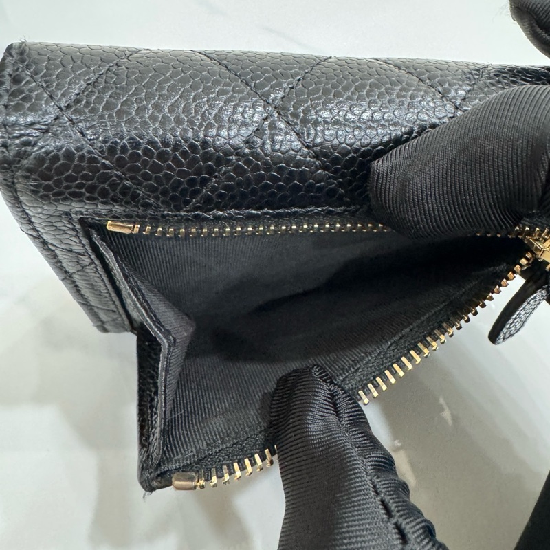 JK國際二手精品✨Chanel三折短夾荔枝牛皮 黑金-17