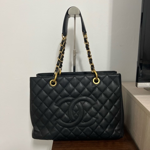 已絕版 CHANEL 黑色荔枝紋牛皮GST  豆腐包