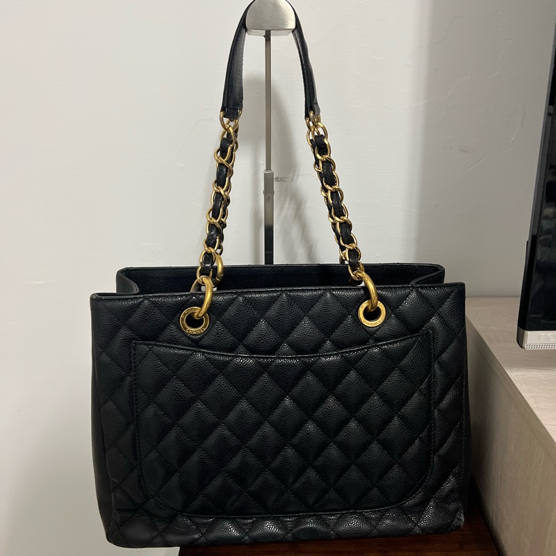 已絕版 CHANEL 黑色荔枝紋牛皮GST  豆腐包-1