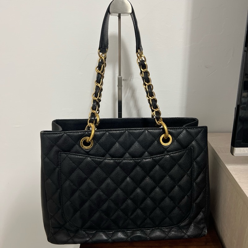 已絕版 CHANEL 黑色荔枝紋牛皮GST  豆腐包-6