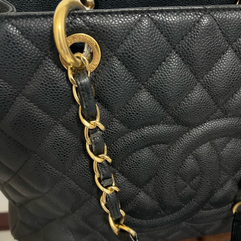 已絕版 CHANEL 黑色荔枝紋牛皮GST  豆腐包-9