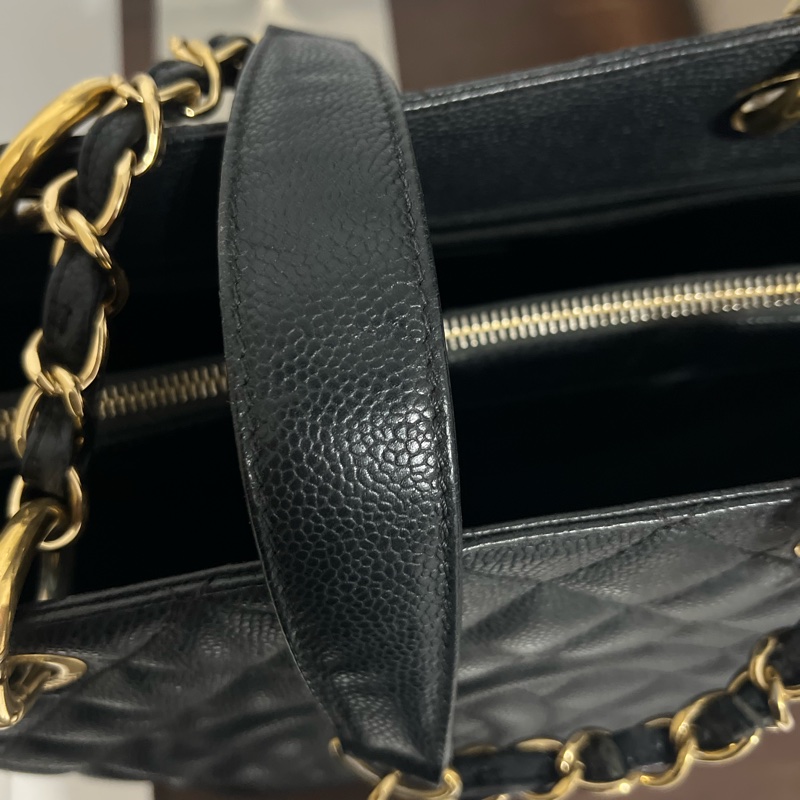 已絕版 CHANEL 黑色荔枝紋牛皮GST  豆腐包-10