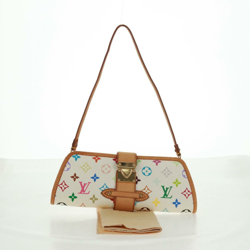 【日本直送】路易威登 Monogram Multicolor Shirley 單肩包 白色 M40049 正品 165408V-11