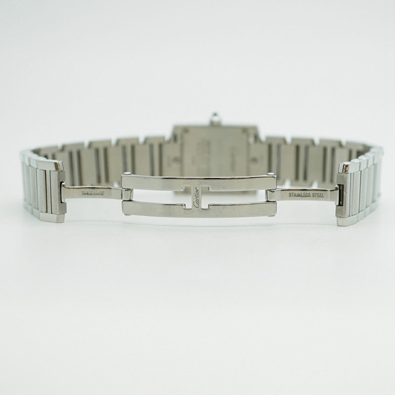 卡地亞 Tank Française SM W51035Q3 銀色錶殼粉紅錶盤女錶-4