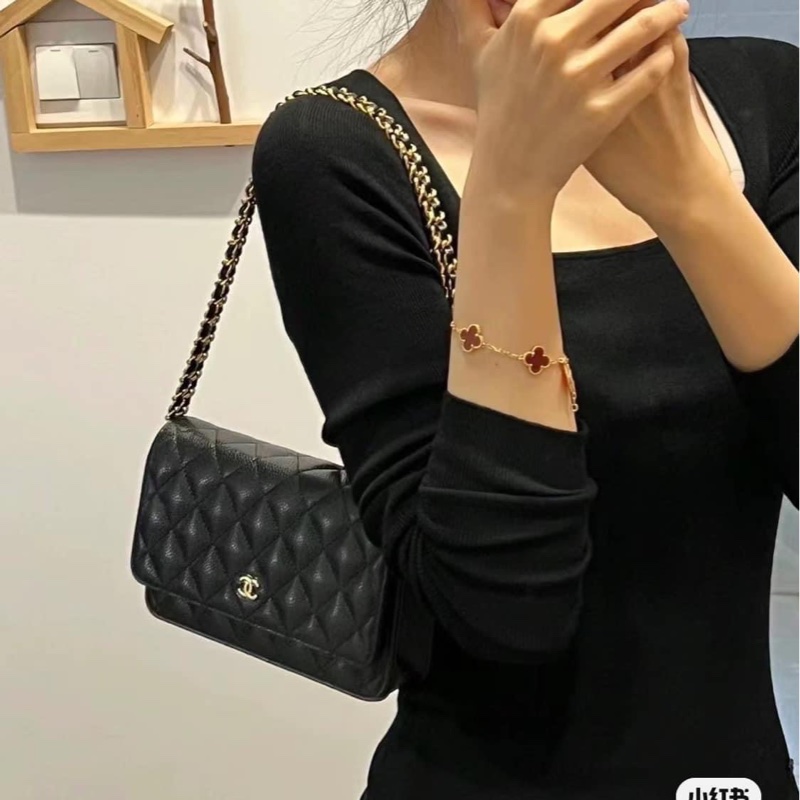 「M.Y精品」 Chanel 小香 WOC 鏈袋包 荔枝牛皮 黑銀-2