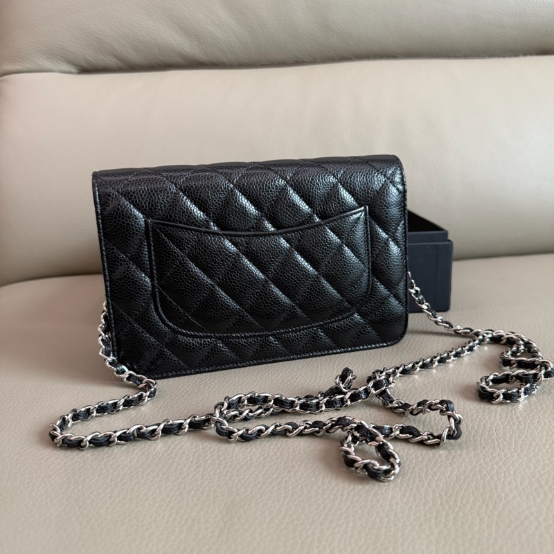 「M.Y精品」 Chanel 小香 WOC 鏈袋包 荔枝牛皮 黑銀-8