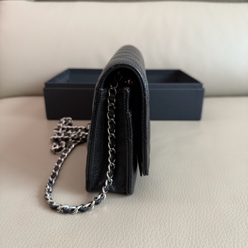 「M.Y精品」 Chanel 小香 WOC 鏈袋包 荔枝牛皮 黑銀-9