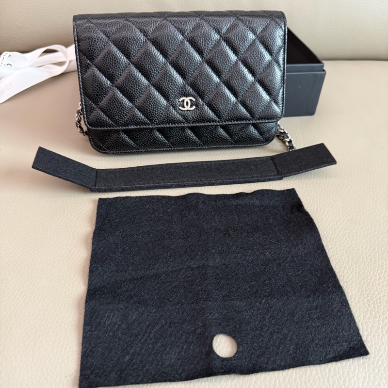 「M.Y精品」 Chanel 小香 WOC 鏈袋包 荔枝牛皮 黑銀-11