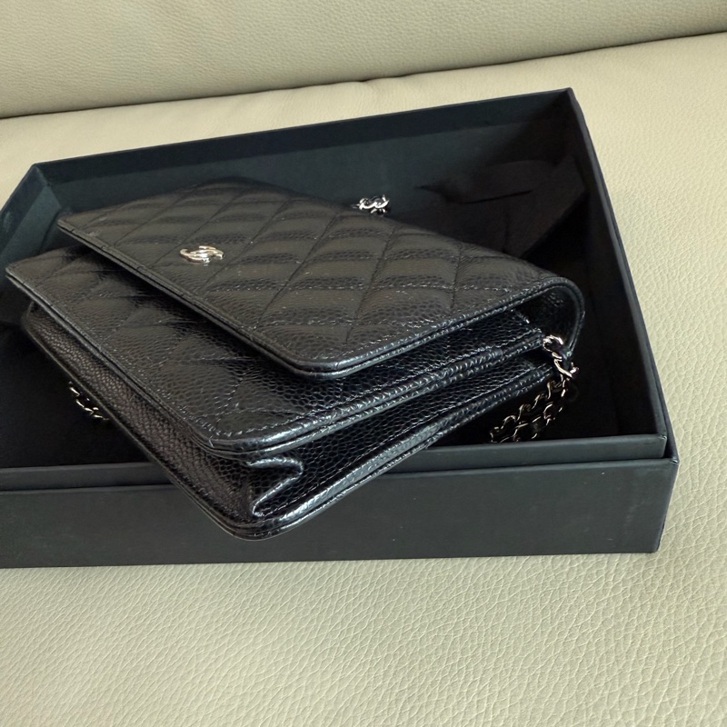 「M.Y精品」 Chanel 小香 WOC 鏈袋包 荔枝牛皮 黑銀-14