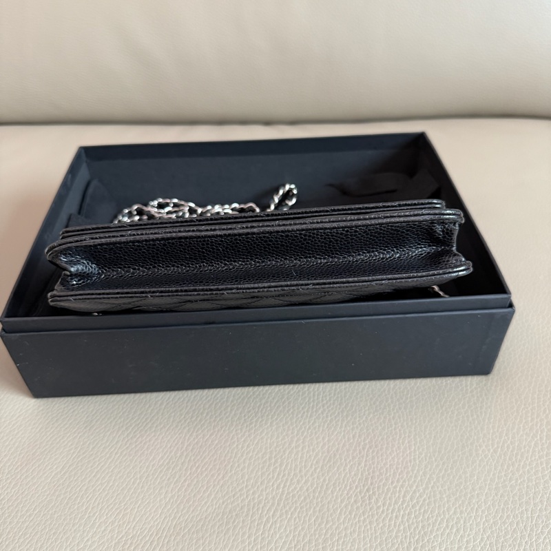 「M.Y精品」 Chanel 小香 WOC 鏈袋包 荔枝牛皮 黑銀-15