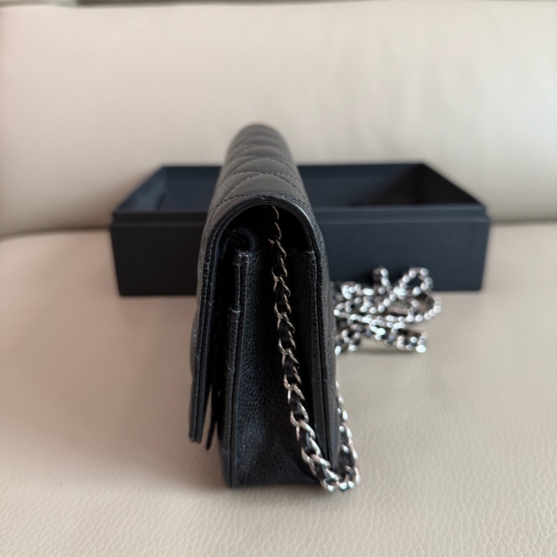 「M.Y精品」 Chanel 小香 WOC 鏈袋包 荔枝牛皮 黑銀-18