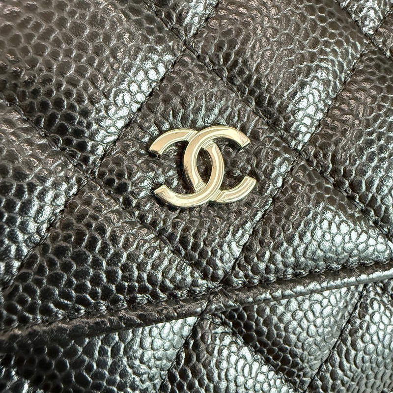 「M.Y精品」 Chanel 小香 WOC 鏈袋包 荔枝牛皮 黑銀-19