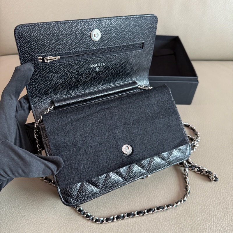 「M.Y精品」 Chanel 小香 WOC 鏈袋包 荔枝牛皮 黑銀-20