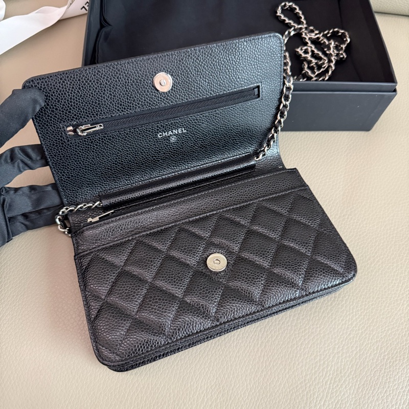 「M.Y精品」 Chanel 小香 WOC 鏈袋包 荔枝牛皮 黑銀-21