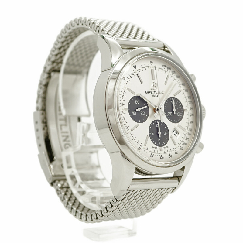 百年靈 Transocean AB0152 銀色錶盤男士腕錶-3