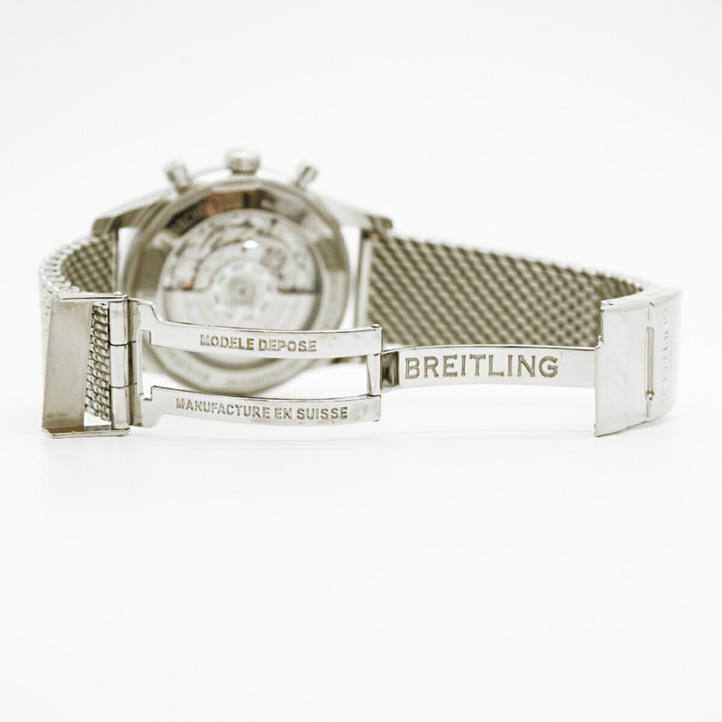 百年靈 Transocean AB0152 銀色錶盤男士腕錶-4