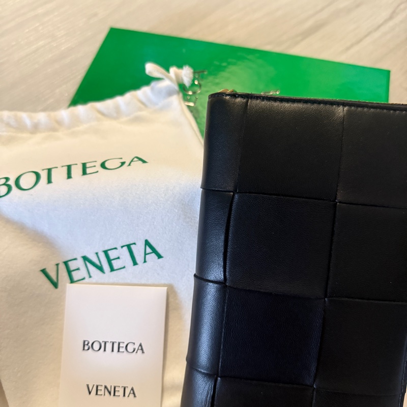 BOTTEGA VENETA BV Cassette 大格編織羊皮長皮夾黑色-6