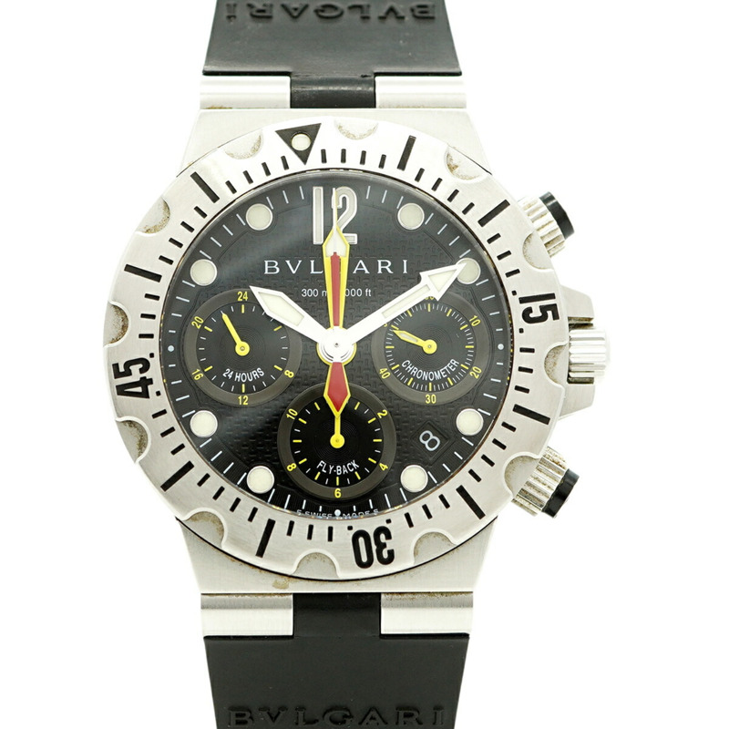 寶格麗 Diagono Scuba SC40S 黑色錶盤男士腕錶-0