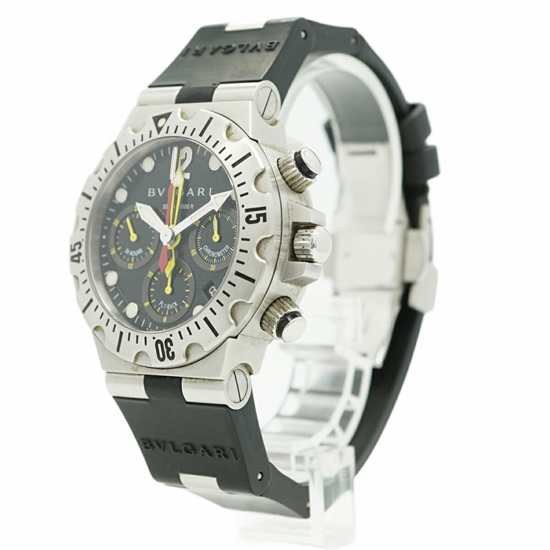 寶格麗 Diagono Scuba SC40S 黑色錶盤男士腕錶-2