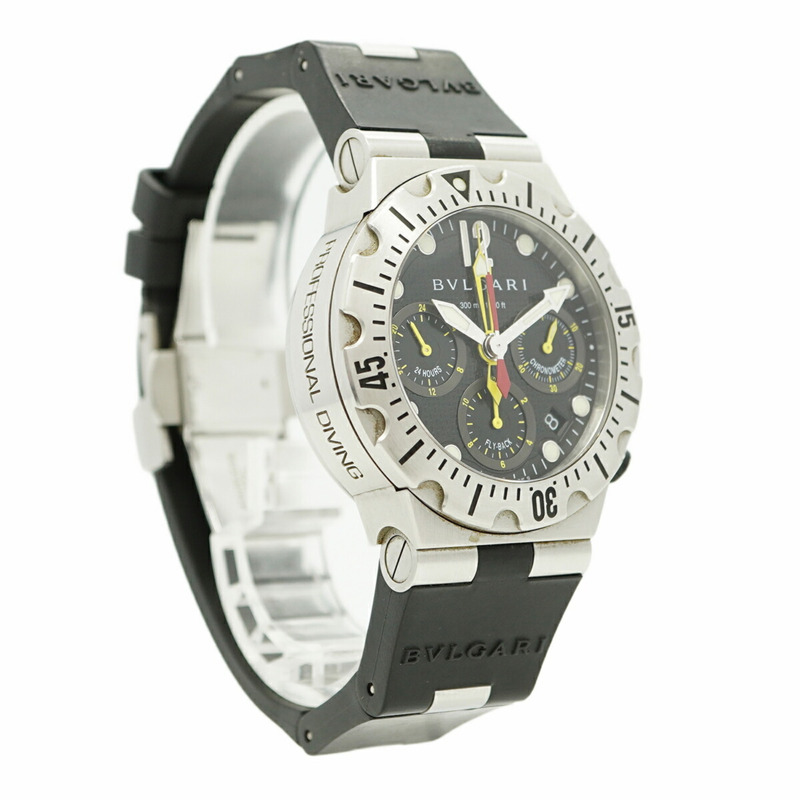 寶格麗 Diagono Scuba SC40S 黑色錶盤男士腕錶-3