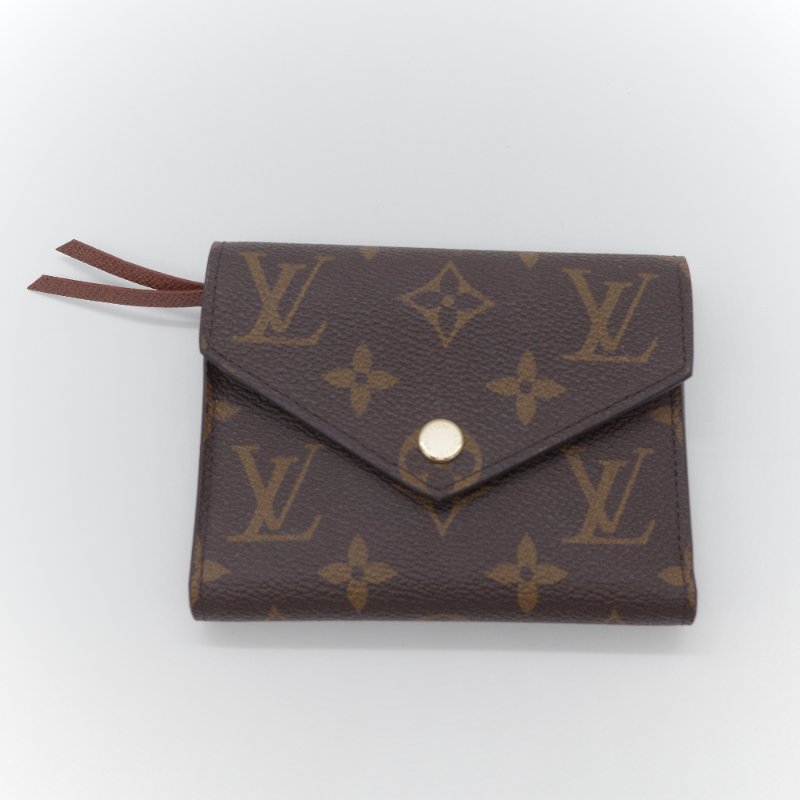 Louis Vuitton 路易威登 Victorine 老花 棕色 帆布 暗釦短夾-2