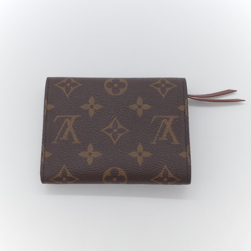 Louis Vuitton 路易威登 Victorine 老花 棕色 帆布 暗釦短夾-3