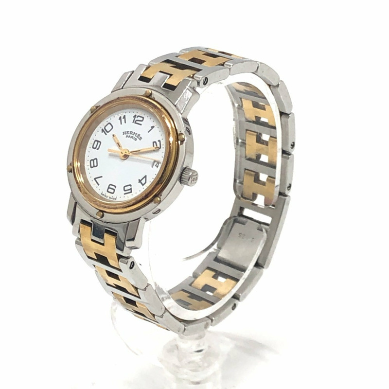 愛馬仕 CL3.240 Clipper 石英日期腕錶，圓形錶盤，雙色，不鏽鋼材質，女士款，銀色-2