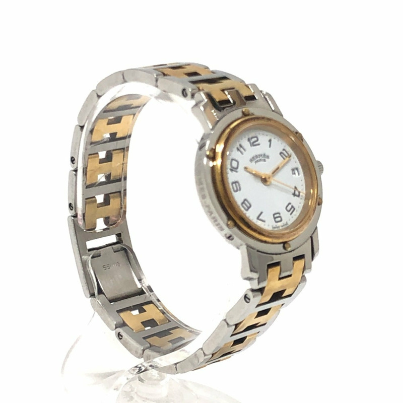 愛馬仕 CL3.240 Clipper 石英日期腕錶，圓形錶盤，雙色，不鏽鋼材質，女士款，銀色-3