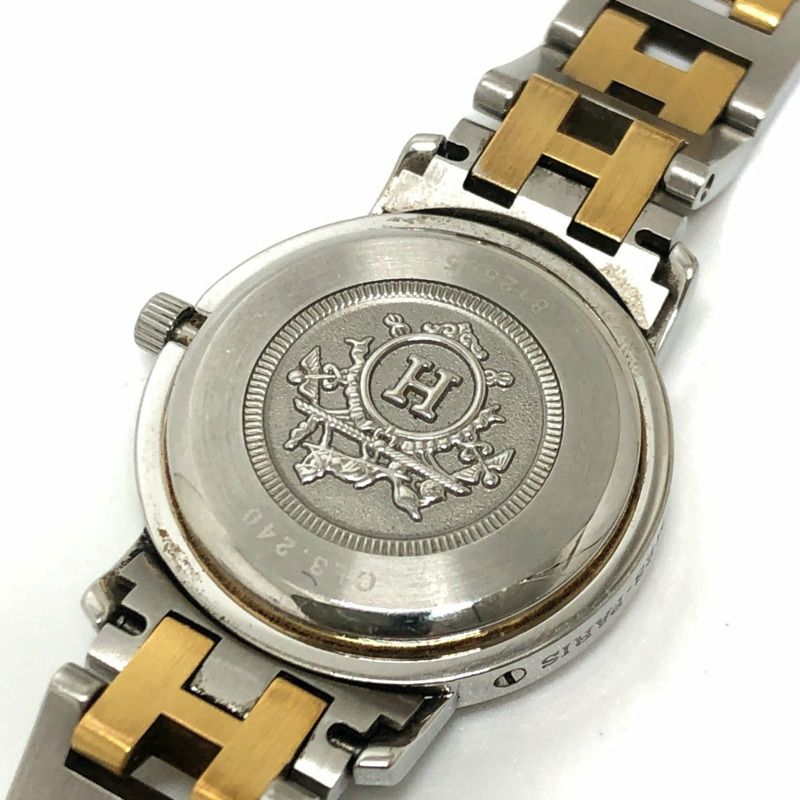 愛馬仕 CL3.240 Clipper 石英日期腕錶，圓形錶盤，雙色，不鏽鋼材質，女士款，銀色-10