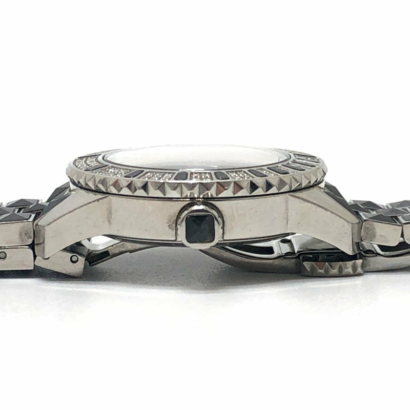 Dior CD113119 水晶鑲鑽錶圈 16P 石英日期顯示腕錶 圓形錶盤 不鏽鋼女士銀色-10