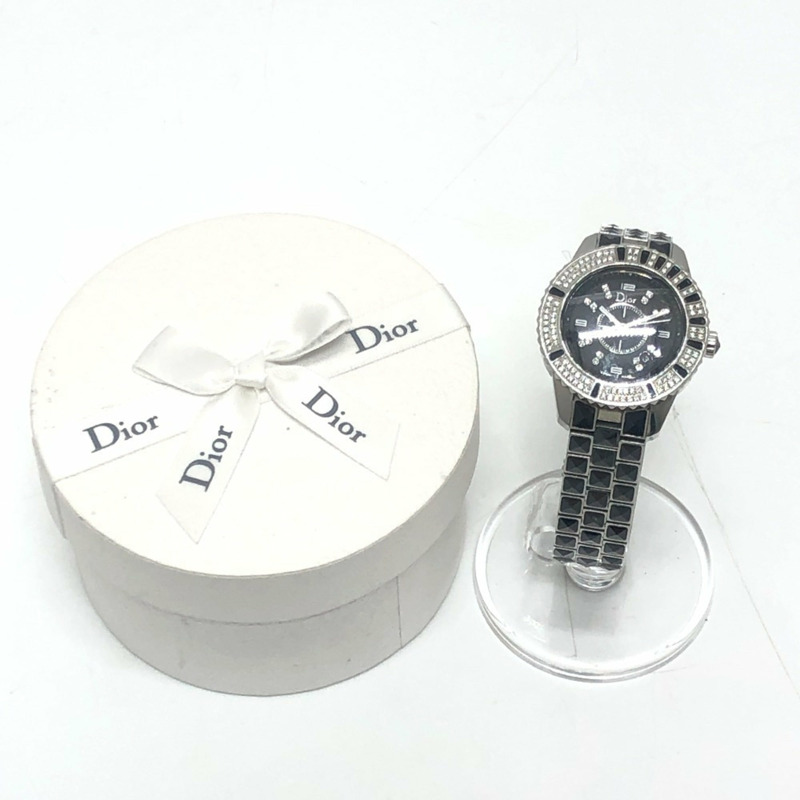 Dior CD113119 水晶鑲鑽錶圈 16P 石英日期顯示腕錶 圓形錶盤 不鏽鋼女士銀色-17