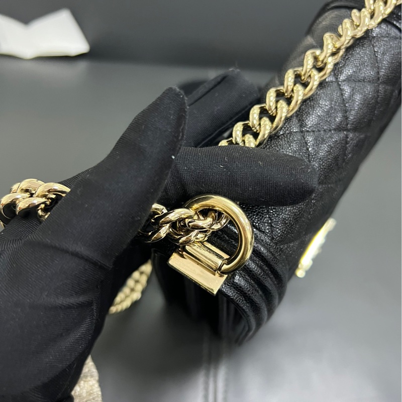 Chanel Leboy 豎版 荔枝牛皮黑金-10