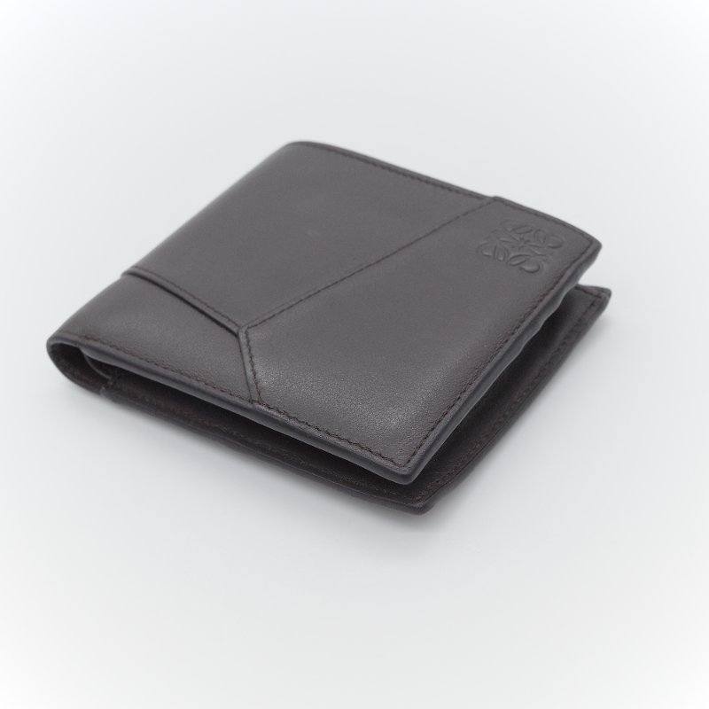 Loewe 羅威 Puzzle 深灰色 經典小牛皮 雙折零錢短夾-3