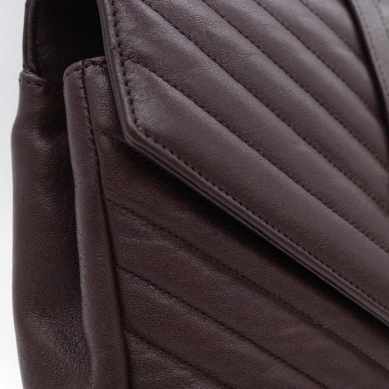 Saint Laurent 聖羅蘭 College學院包 酒紅色山形紋 牛皮 中號翻蓋肩背包-7