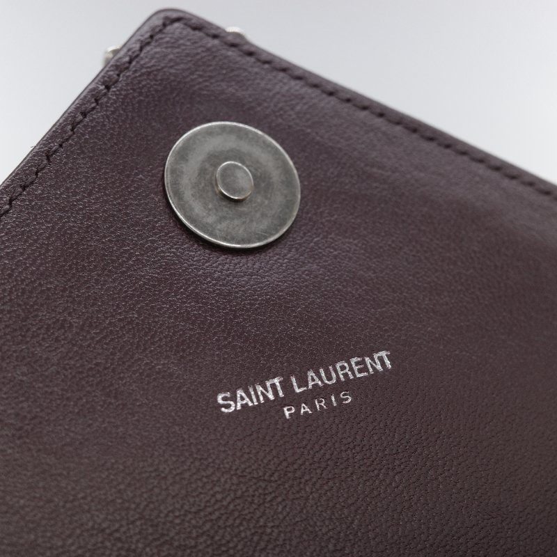 Saint Laurent 聖羅蘭 College學院包 酒紅色山形紋 牛皮 中號翻蓋肩背包-18