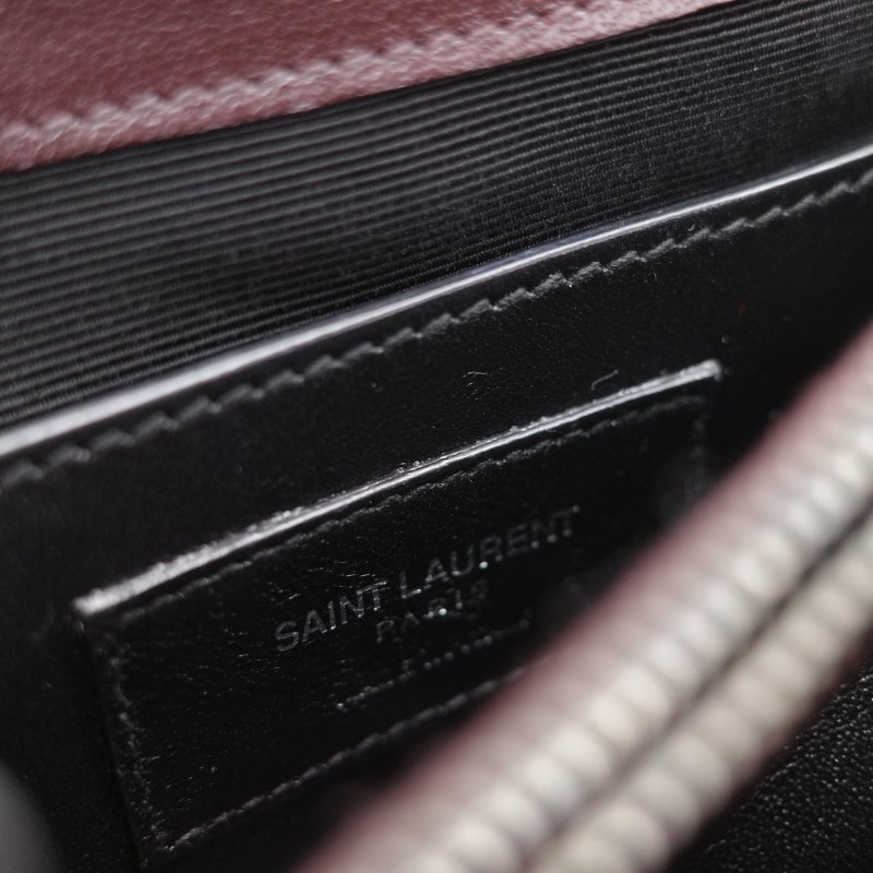 Saint Laurent 聖羅蘭 College學院包 酒紅色山形紋 牛皮 中號翻蓋肩背包-23