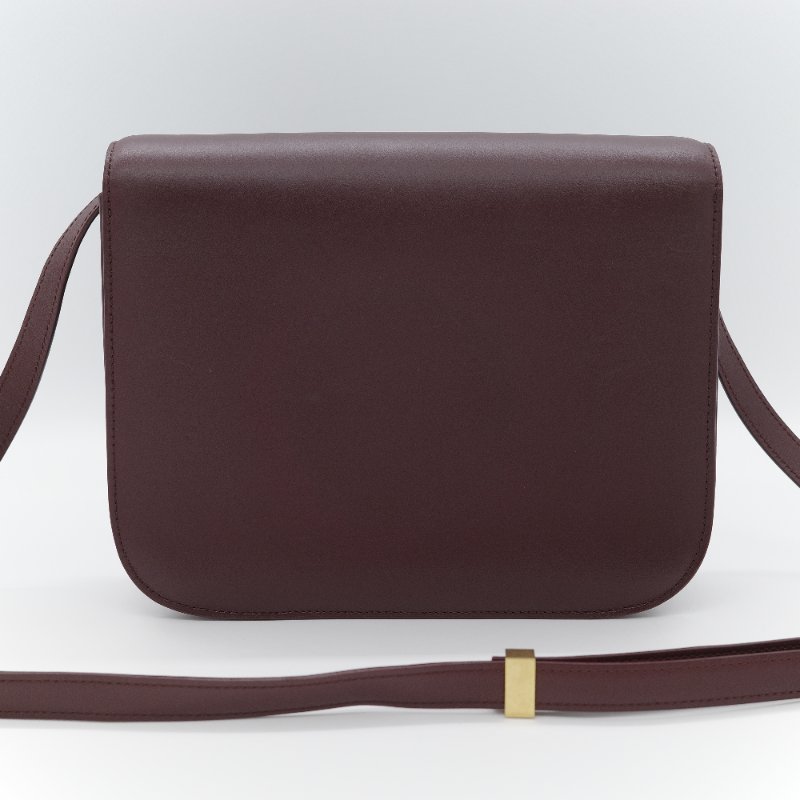Celine 思琳 Classic Box 中號 酒紅色拋光 小牛皮 翻蓋包 肩背包-2