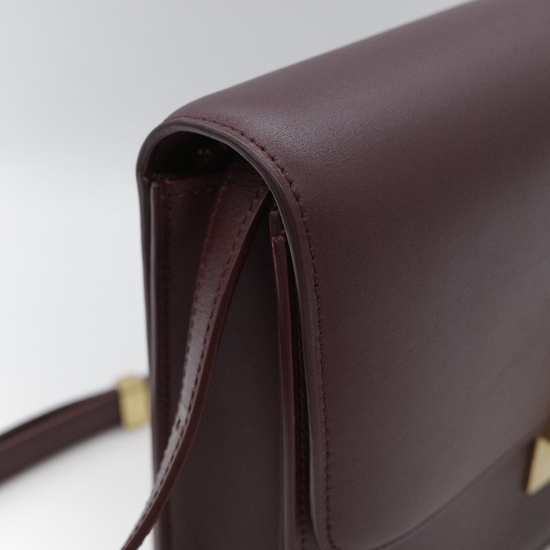 Celine 思琳 Classic Box 中號 酒紅色拋光 小牛皮 翻蓋包 肩背包-5