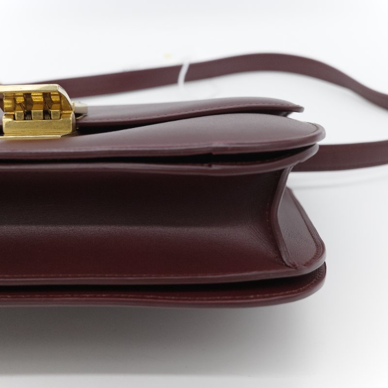 Celine 思琳 Classic Box 中號 酒紅色拋光 小牛皮 翻蓋包 肩背包-8