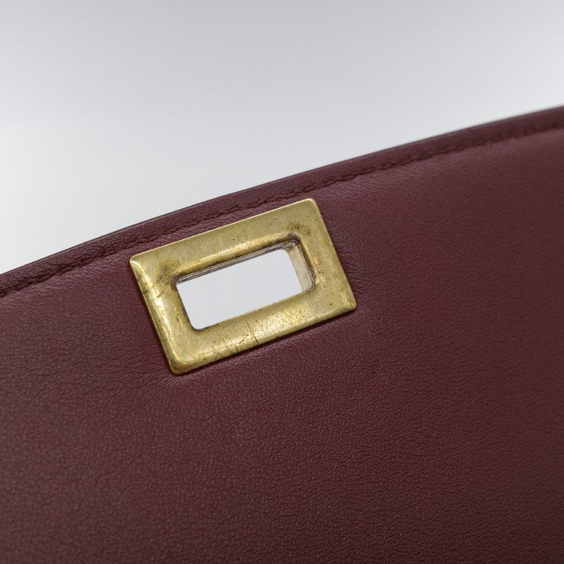 Celine 思琳 Classic Box 中號 酒紅色拋光 小牛皮 翻蓋包 肩背包-14