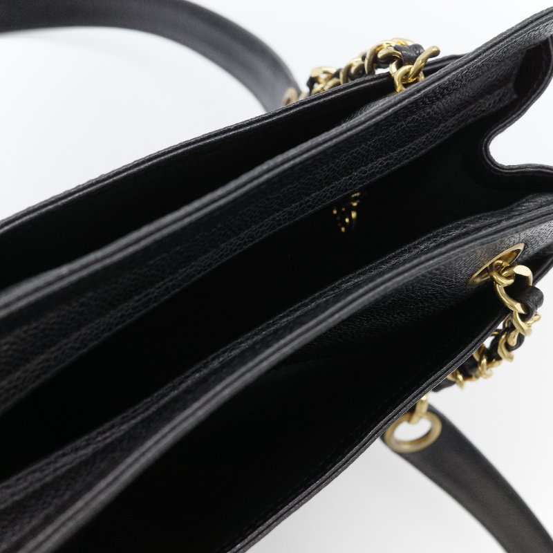 Chanel 香奈兒 Triple CC 黑色荔枝紋 小牛皮 肩背包 托特包-15