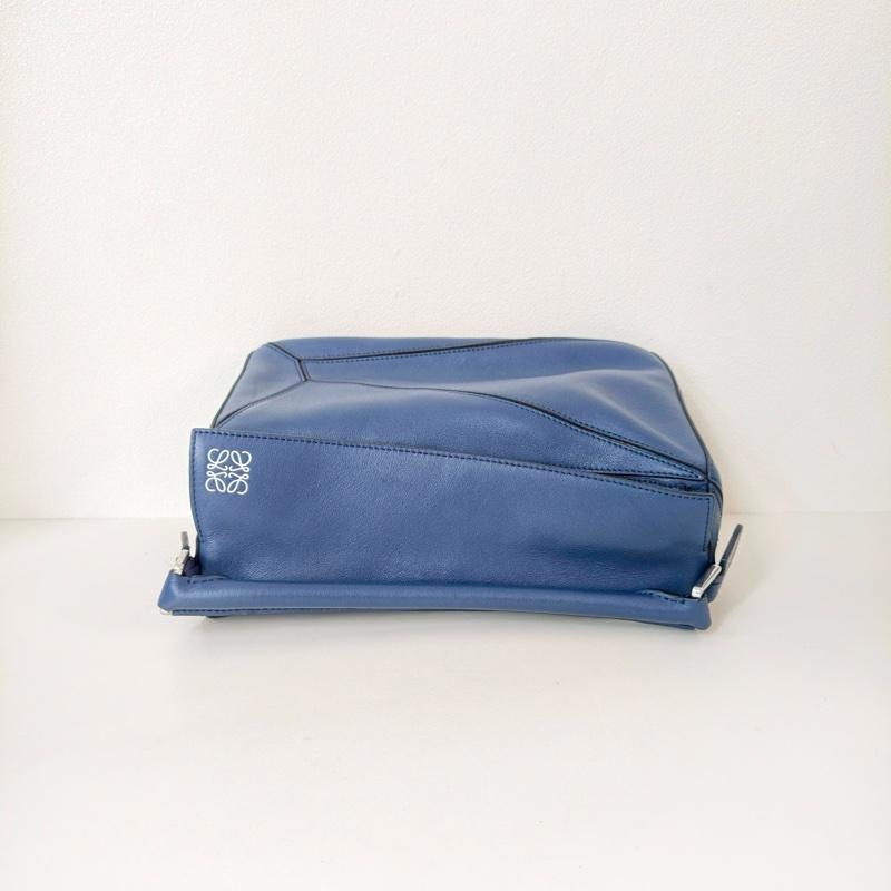 羅意威Loewe 中號緞面牛皮革 Puzzle 藍色-4