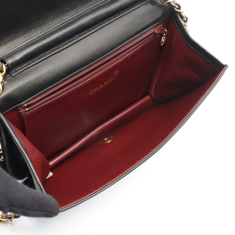 香奈兒 (CHANEL) 絎縫全蓋鏈條單肩背包，羊皮材質，黑色，二手，金色五金-2