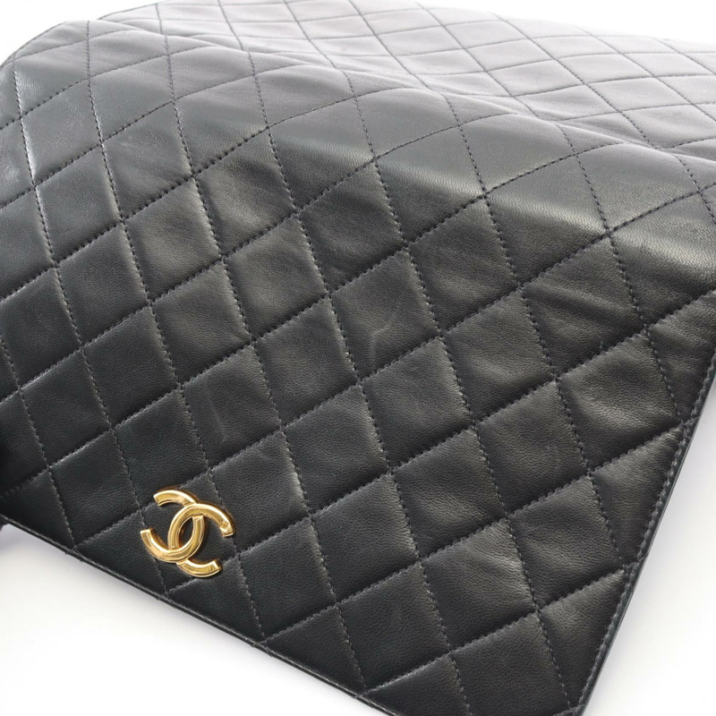 香奈兒 (CHANEL) 絎縫全蓋鏈條單肩背包，羊皮材質，黑色，二手，金色五金-7